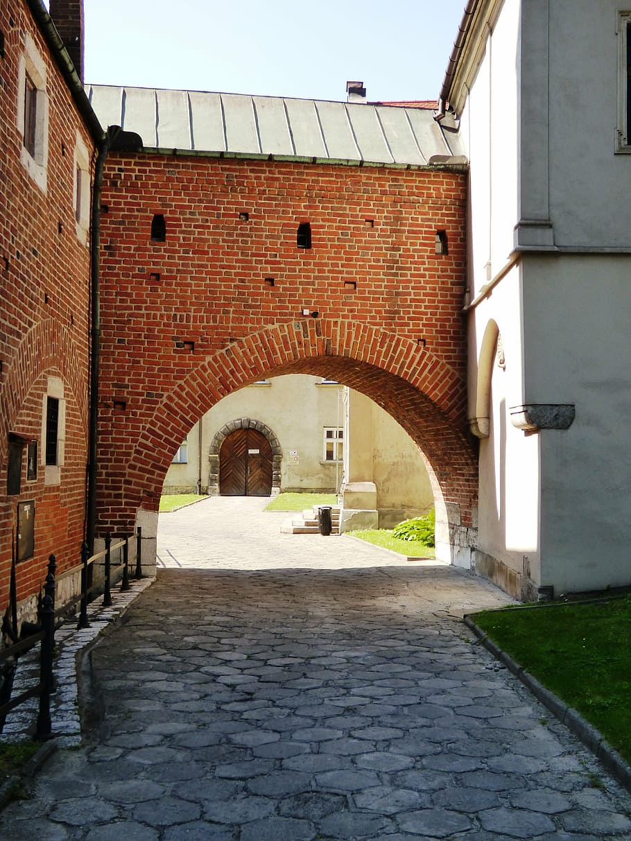 gateway, transition, brick, monument, street, architecture HD wallpaper