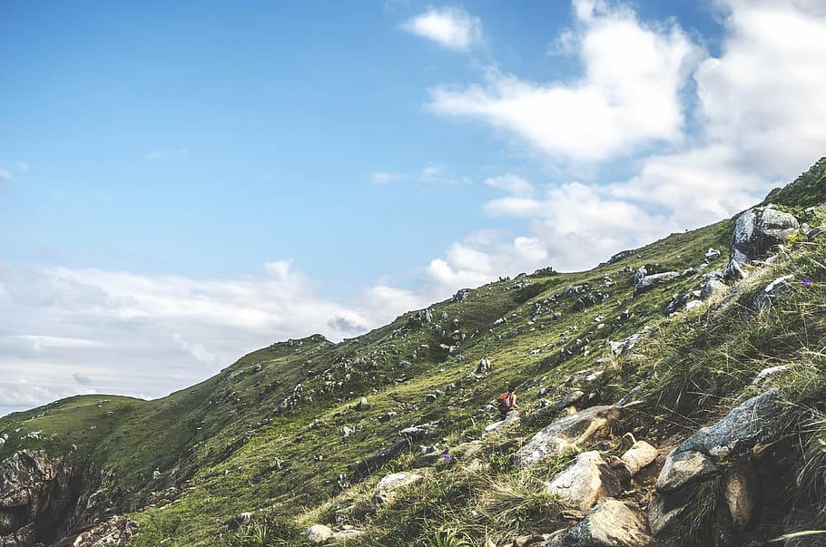 adventure, hiking, mountain, rocks, rocky mountain, nature HD wallpaper