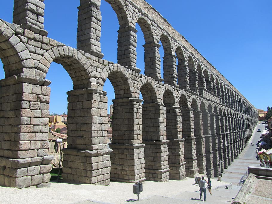 aqueduct, aqueduct of segovia, spain, heritage, architecture, HD wallpaper