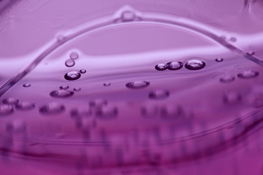 purple liquid, pink, pueple, water, bubble, liquid, close-up HD wallpaper