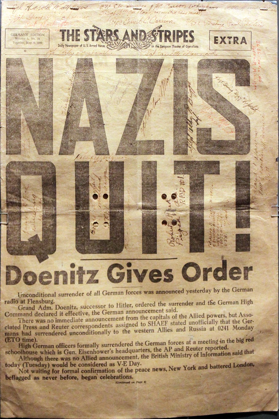 the stars and stripes extra, newspaper, nazis, ww2, daily, european