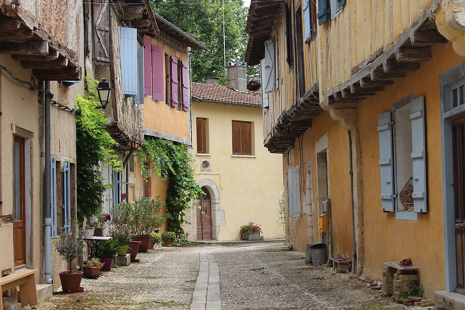 Old, Village, Picturesque, Gers, France, old village, street, HD wallpaper