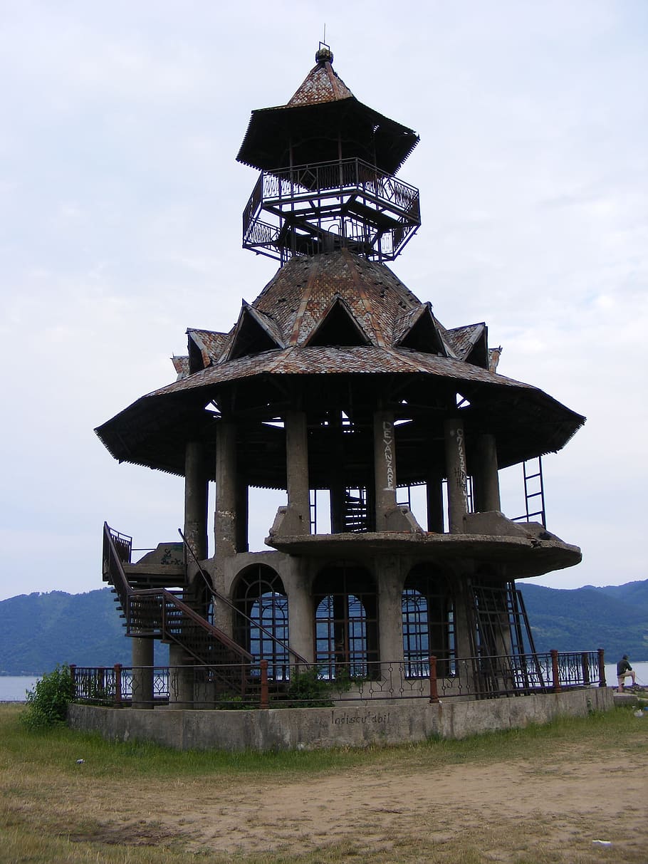 Tower, Lake, Mountains, View, observation, watch tower, architecture HD wallpaper