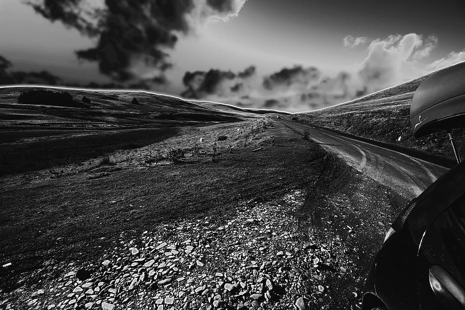 elan valley, landscape, black and white, wild, rhayader, powys, HD wallpaper