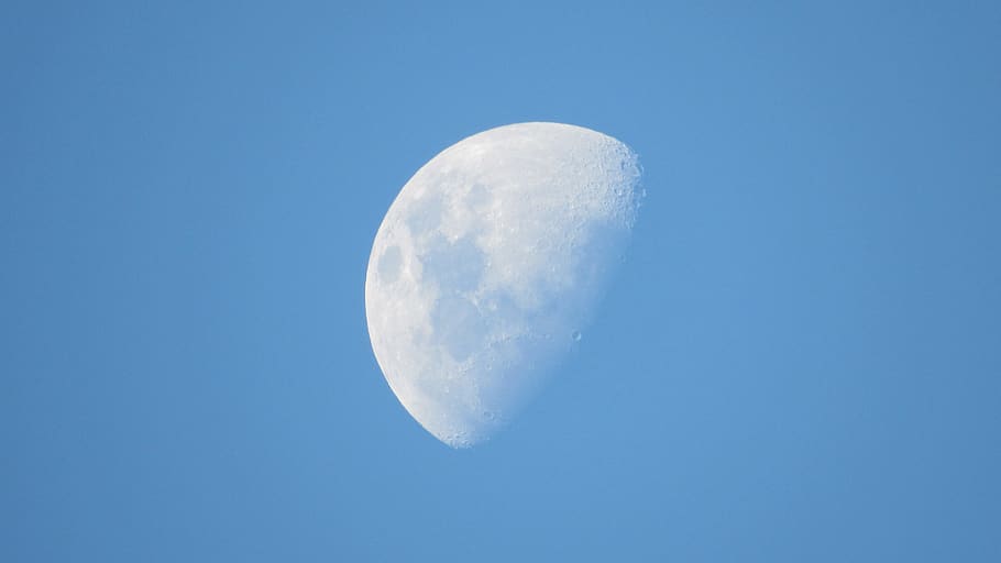 moon, moonlight, sky, crescent moon, blue, no people, space HD wallpaper