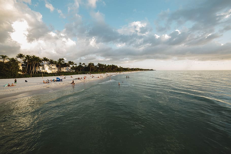 View of Beach Against Cloudy Sky, clouds, idyllic, leisure, nature HD wallpaper