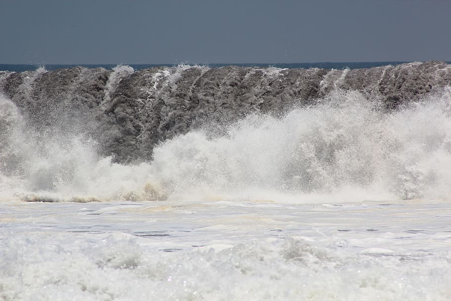 Sea, Wave, Beach, Foam, Water, costa, storm, ocean, el salvador HD wallpaper