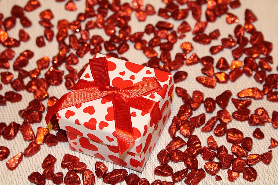 gift, loop, packaging, decoration, red, food and drink, indoors HD wallpaper