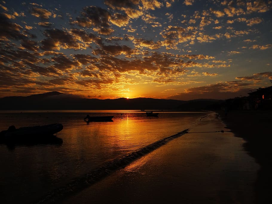 Dusk, Eventide, Beach, Twilight, Horizon, landscape, sunset HD wallpaper