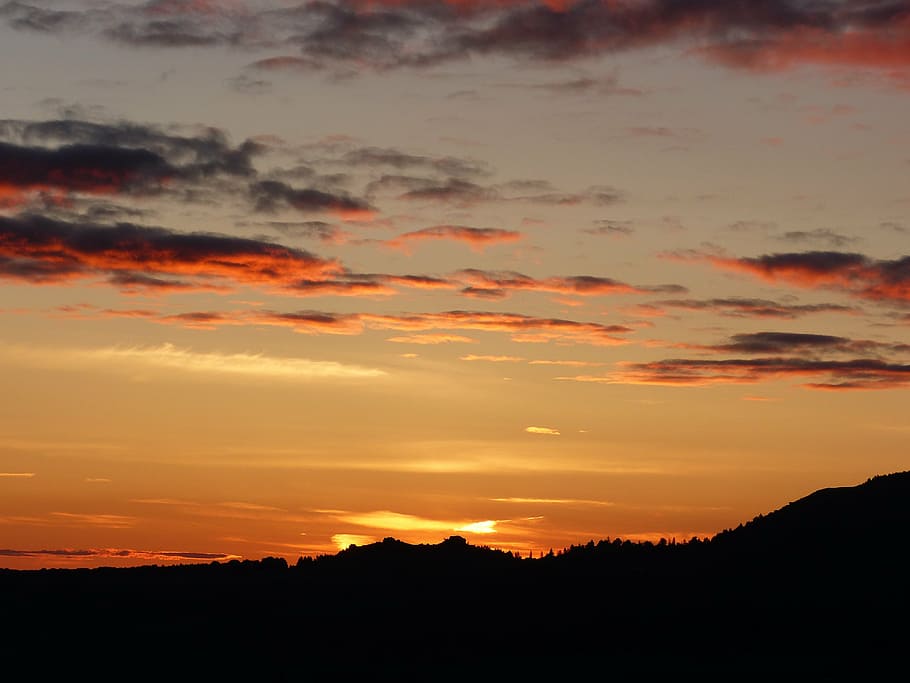 sunrise, clouds, light, morgenrot, mood, sunset, nature, sky HD wallpaper