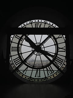 silhouette of clock, paris, museum, orsay, architecture, contrast HD wallpaper
