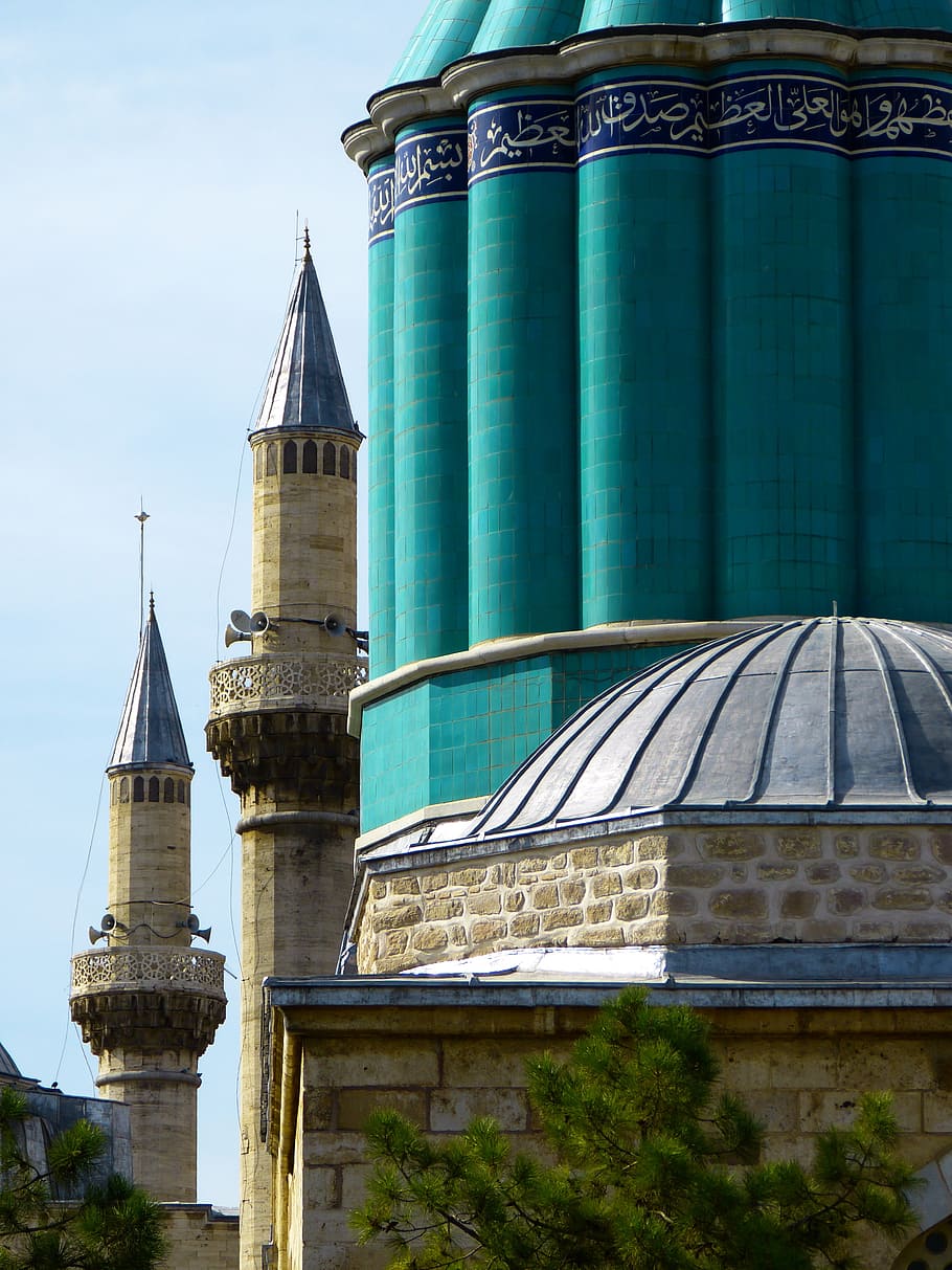 mevlana monastery, konya, turkey, minaret, built structure, HD wallpaper