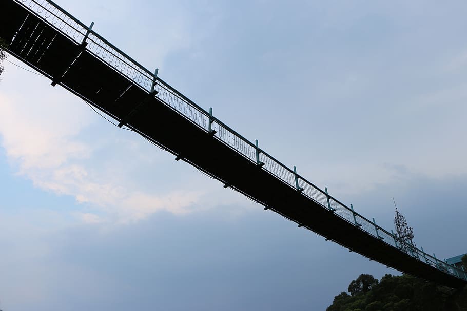 ropeway, steel bridges, sky, low angle view, architecture, cloud - sky HD wallpaper