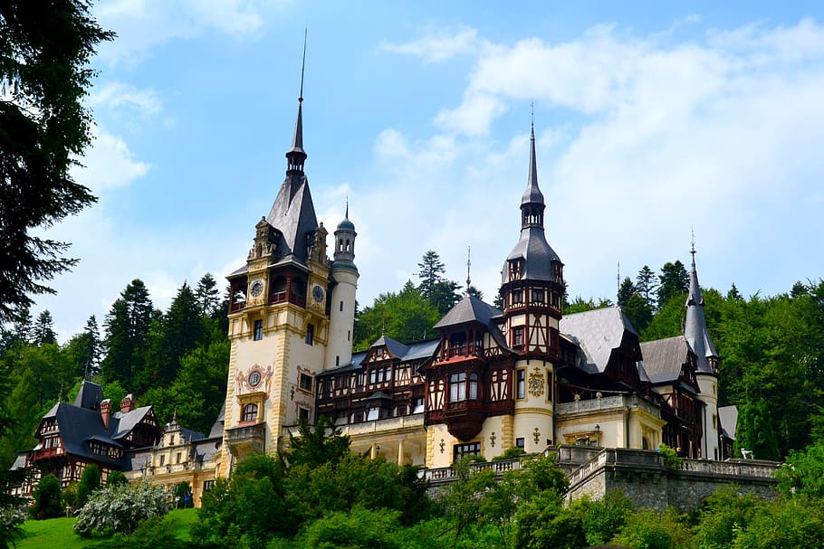 vintage castle establishment, peles, architecture, building HD wallpaper
