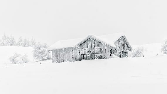 house covered with snow during a snow storm, snow-covered house HD wallpaper