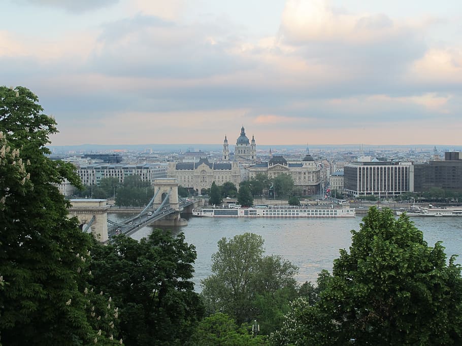 landscape, budapest, sunset, nature, parliament, architecture HD wallpaper
