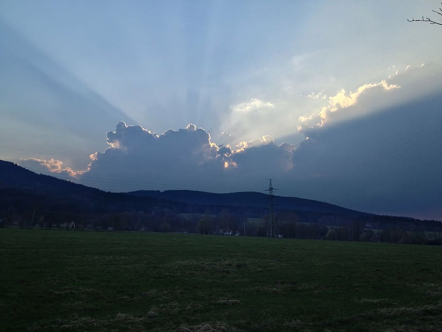 liberec, czech republic, sunset, sky, clouds, cloud - sky, mountain HD wallpaper