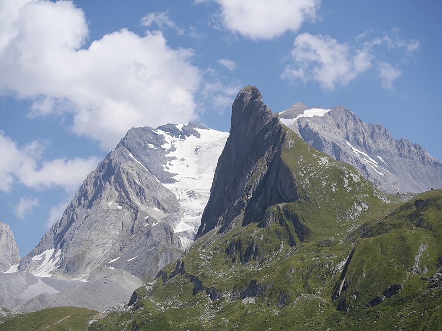 mountain, glacier, peak, landscape, snow, rocky, high, ice HD wallpaper