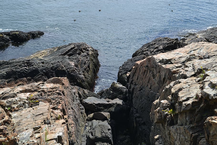 cliffs, rocks, ocean, sea, nature, outdoor, sky, coast, summer landscape HD wallpaper