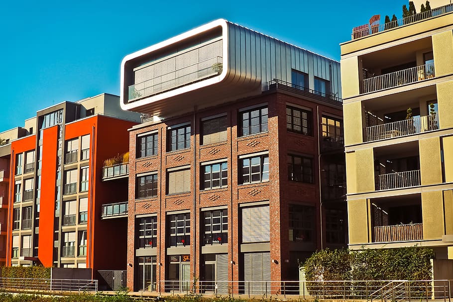 brown, beige, and red concrete buildings, architecture, modern HD wallpaper