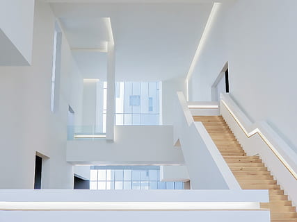 brown star and white balcony, white interior house paint, building HD wallpaper