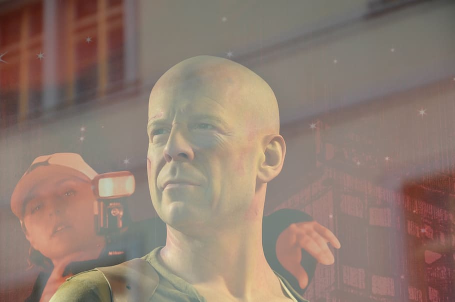 bruce willis, actor, figure, star, headshot, two people, portrait HD wallpaper
