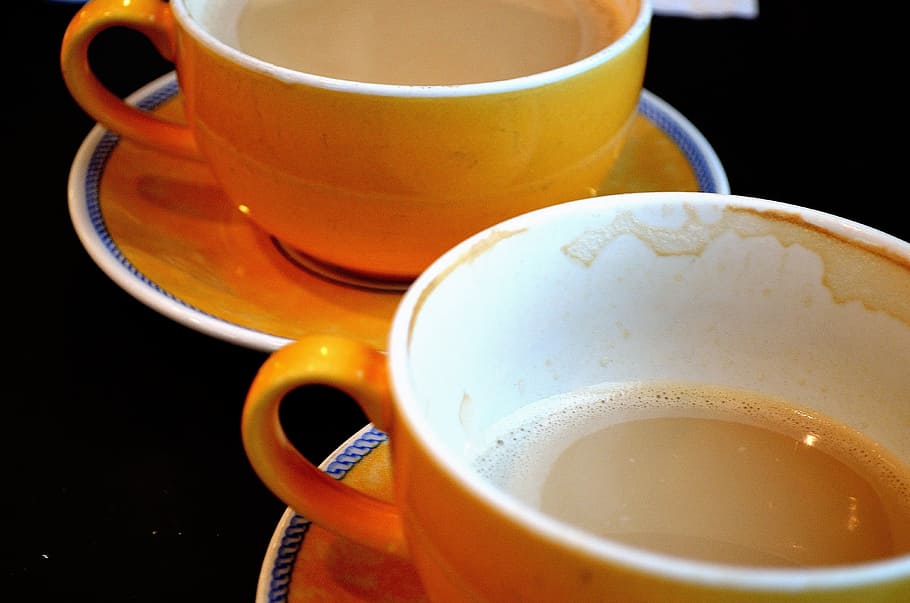 Coffee, Mug, Mugs, Orange, Empty, full, caffeine, energy, ritual HD wallpaper
