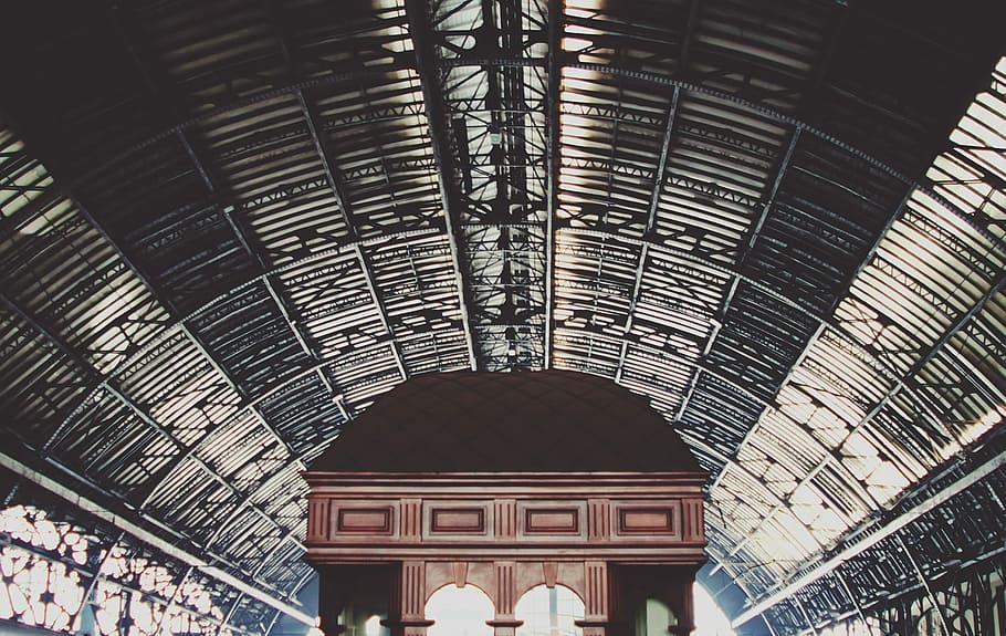 gray metal framed tunnel nearing end, building, architecture HD wallpaper