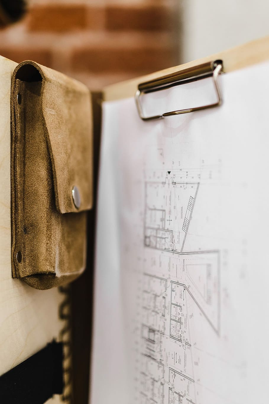 Architecture plans in an elegant leather bag, design, building HD wallpaper