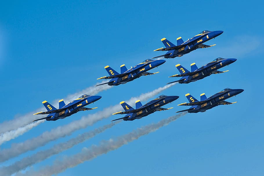 HD wallpaper blue jet plane contrail, blue angels, fighter, navy
