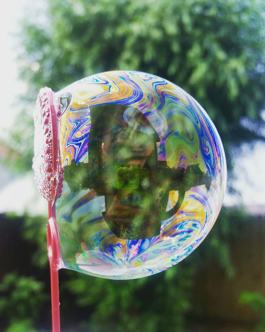 summer, soap bubble, sun, nature, beauty, sanny, multi colored HD wallpaper