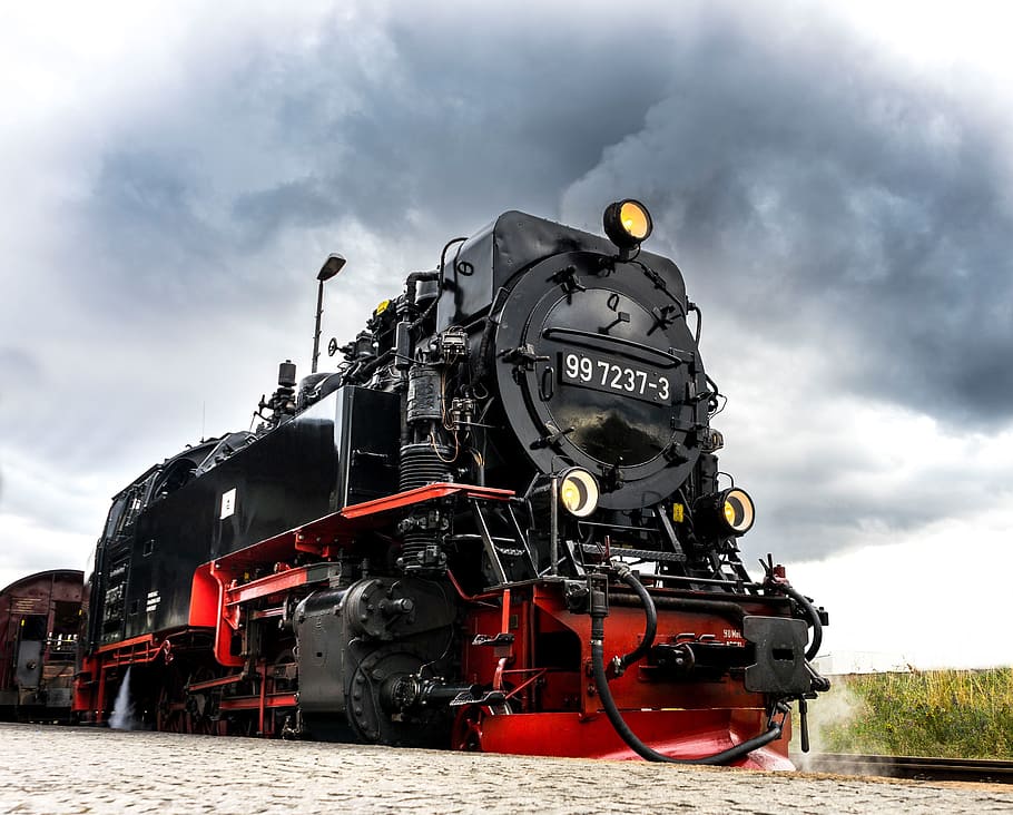 red and black train, steam locomotive, br 99, historically, oldtimer