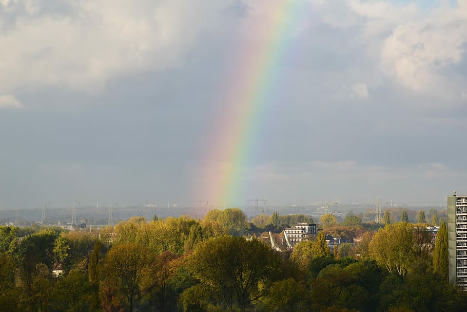 Rainbow, Horizon, Heaven, Clouds, Nice, holland, air, background HD wallpaper
