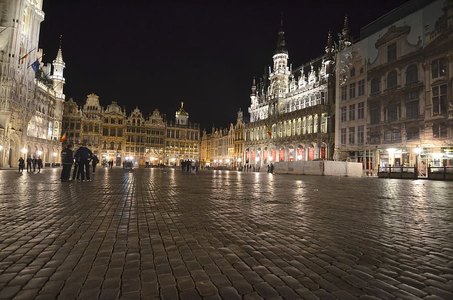 people outside palace, brussels, belgium, architecture, tourist attraction, HD wallpaper