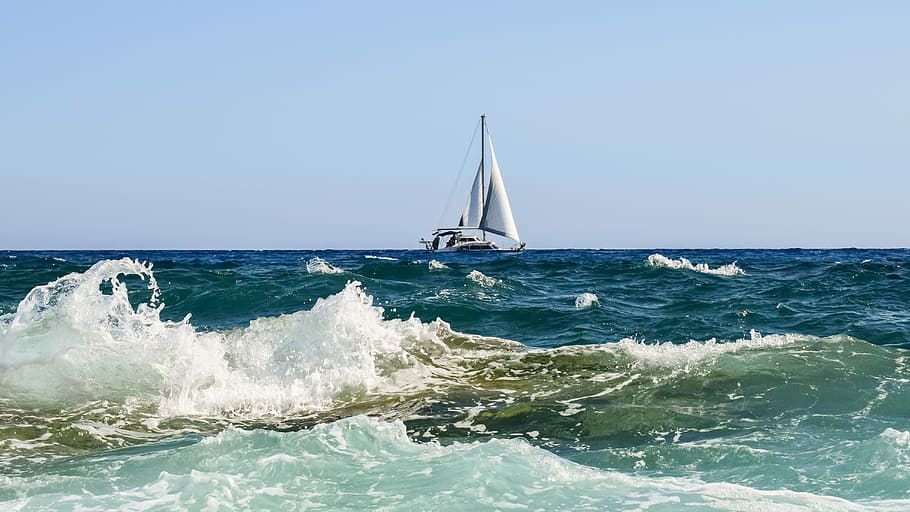 Wave, Sea, Spray, Spray, Foam, Motion, Boat, horizon, summer HD wallpaper