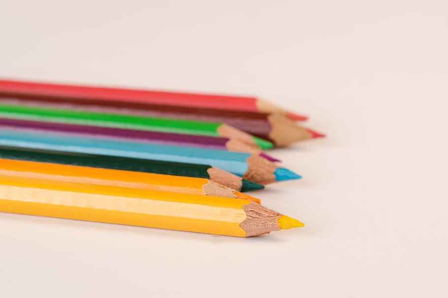 pencil, education, school, sharp, hobby, colors, crayons, creative HD wallpaper