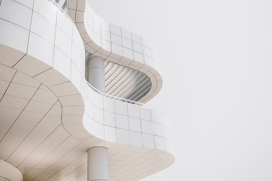 architectural photography of white building, concrete, clear HD wallpaper