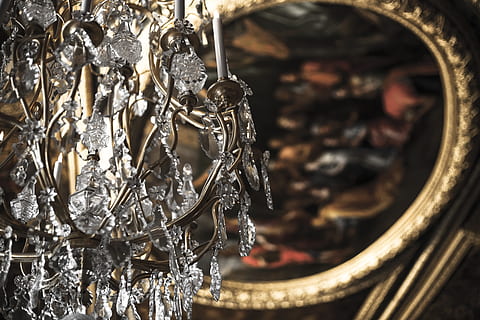 selective focus photography of chandelier, light, interior HD wallpaper