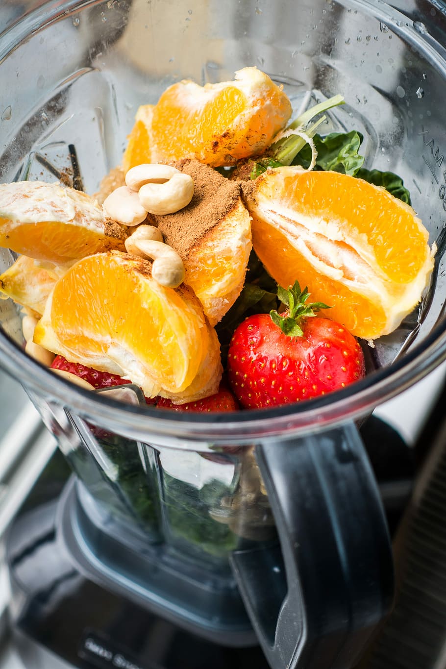 Healthy smoothie ingredients, cashew, fruit, kitchenware, orange HD wallpaper