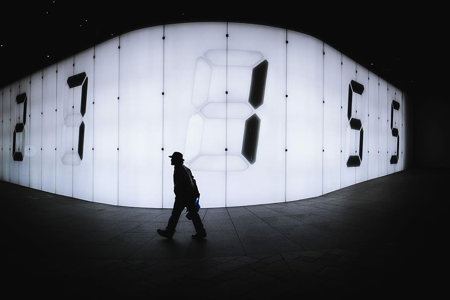 photo of man walking near LED signage, silhouette of man walking on road, HD wallpaper