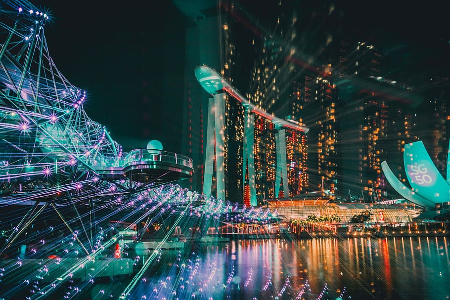 Marina Bay Sands, Singapore, Marina Bay Sand, Singapore, lights HD wallpaper