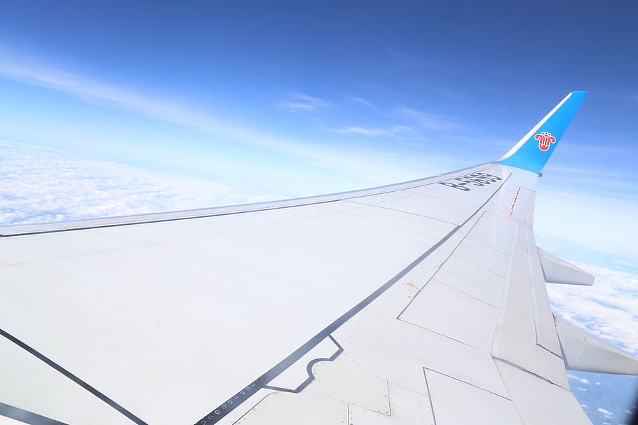 china southern airlines, sky, wing, travel, blue, aircraft wing, HD wallpaper
