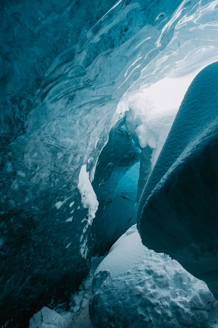 ice formation near water, glacier, snow, winter, cave, cold temperature HD wallpaper