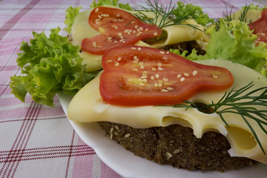 a sandwich, bread, rye, cheese, tomato, greens, salad, dill HD wallpaper