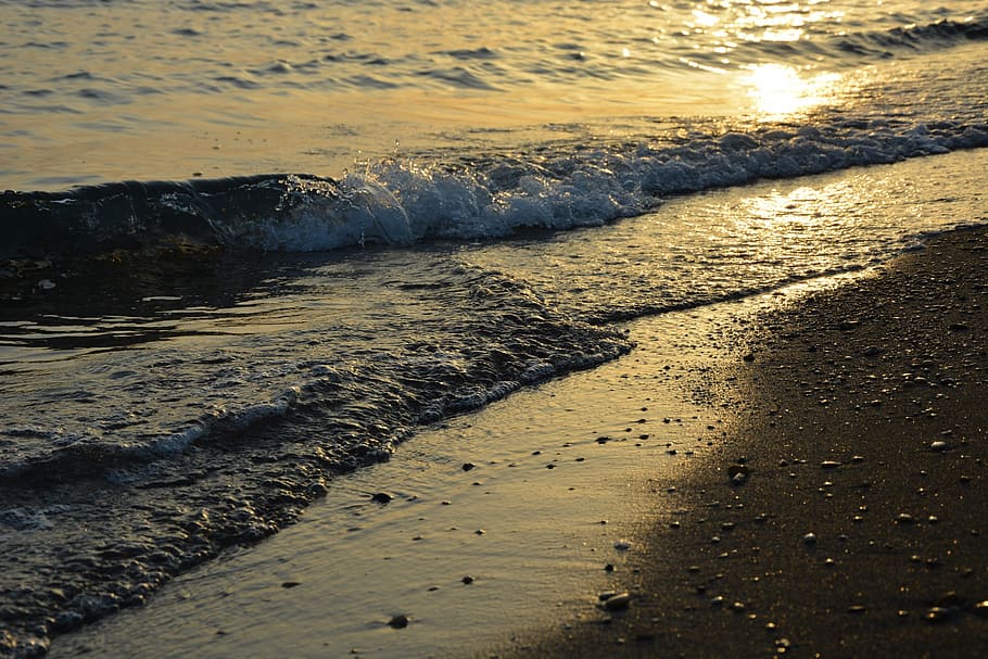 sea, wave, sand, beach, water, land, motion, nature, aquatic sport HD wallpaper