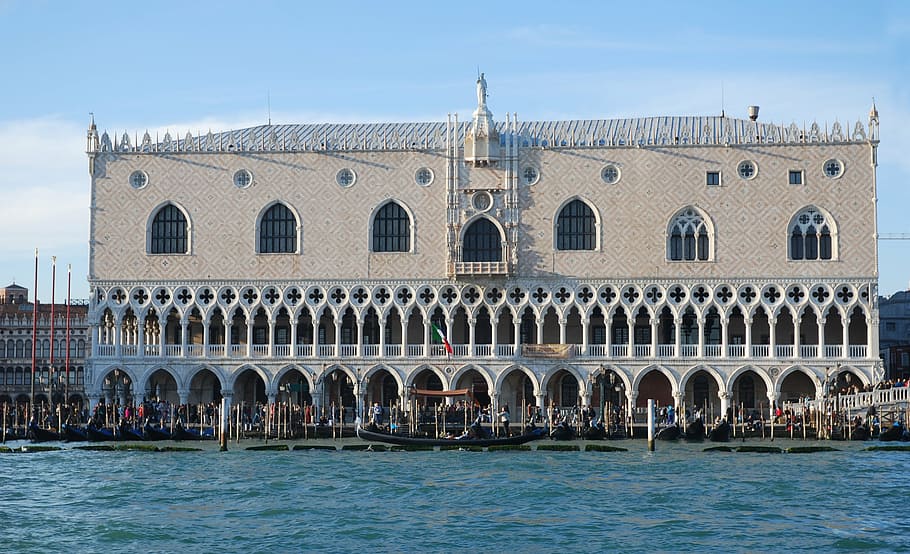 venice, palazzo, ducal, built structure, architecture, water, HD wallpaper