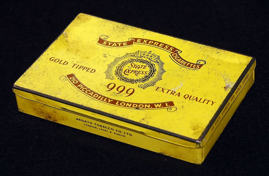 Cigarettes, Packaging, Tin, Box, product, old, vintage, yellow HD wallpaper