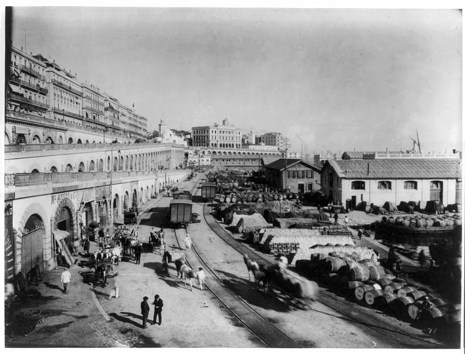 Algiers depot and station grounds of Algerian Railway in 1894, HD wallpaper
