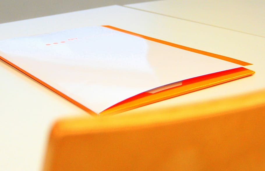 white and orange printed papers on white surface, Block, Business HD wallpaper