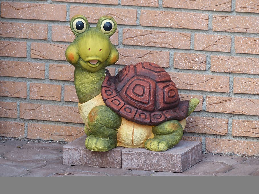 turtle, figure, clay figure, garden, ceramic, pottery, animal, HD wallpaper